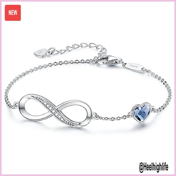 Sterling Silver Infinity Heart Charm Bracelet Adjustable Link Jewelry Gift - Picture 2 of 8